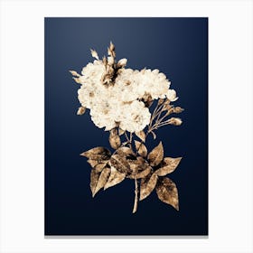 Gold Botanical Noisette Roses on Midnight Navy n.2521 Canvas Print