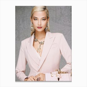 Asian Woman In Pink Suit Canvas Print