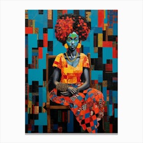 Afro Patchwork Portrait 7 Canvas Print