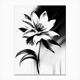 Flower Symbol Black And White Painting Canvas Print