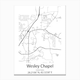 Wesley Chapel,United States Minimalist Map Stampe su tela