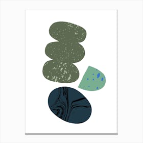 Pebbles And Marble Green Shades Canvas Print