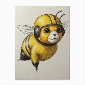 Bee With Headphones Canvas Print