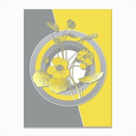 Vintage Monks Cress Botanical Geometric Art in Yellow and Gray n.435 Canvas Print