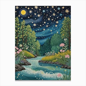 Starry Forest Stream Stampe su tela