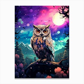 Owl On A Branch Canvas Print