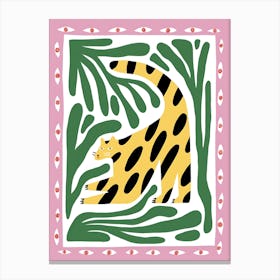 Leopard On A Pink Background Leinwandbild