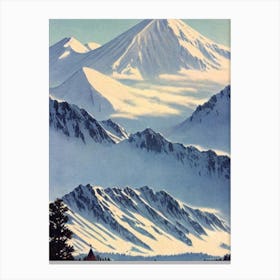 Mount Ruapehu, New Zealand Ski Resort Vintage Landscape 2 Skiing Poster Canvas Print