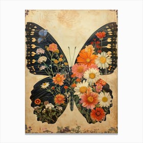Butterfly With Flowers 6 Canvas Print