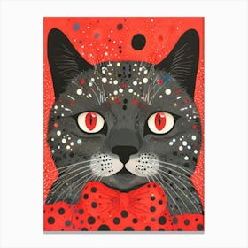 Polka Dot Cat Canvas Print