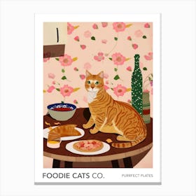 Foodie Cats Co Cat With Pizza And Empanadas Canvas Print