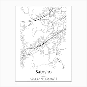 Satosho,Japan Minimalist Map Canvas Print