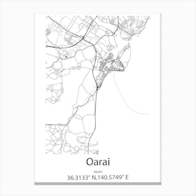 Oarai,Japan Minimalist Map Stampe su tela