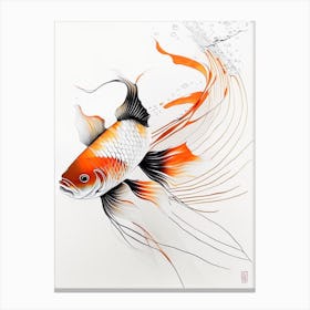 Benigoi Koi Fish Minimal Line Drawing Canvas Print