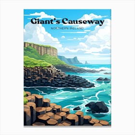 Giant's Causeway Northern Ireland Seascape Travel Illustration Canvas Print