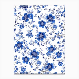 Blue And White Floral Pattern 21 Canvas Print