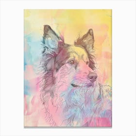 Pastel Pointed Ear Dog Line Illustration 2 Canvas Print