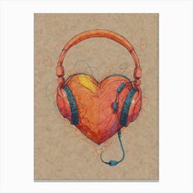 Heart With Headphones 3 Canvas Print