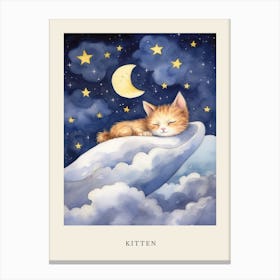 Baby Kitten 11 Sleeping In The Clouds Nursery Poster Canvas Print
