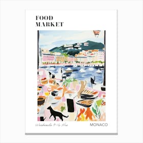The Food Market In Monaco 3 Illustration Poster Canvas Print