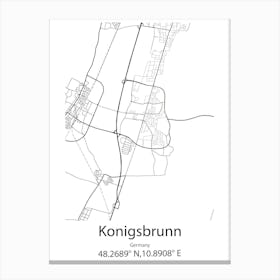 Konigsbrunn,Germany Minimalist Map Canvas Print