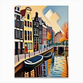Cubism Amsterdam Canal Scene 1 Canvas Print