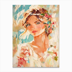 Woman With Flowers In Her Hair 4 Canvas Print