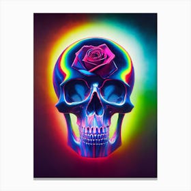 Neon Rose Skull Canvas Print