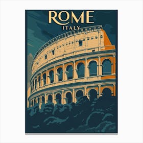 Rome Italy Vintage Colosseum Poster Canvas Print