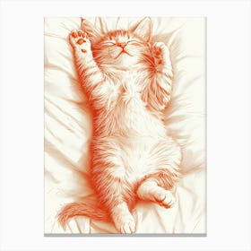 Cat Sleeping On The Bed Canvas Print