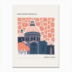 Saint Mark S Basilica   Venice, Italy, Warm Colours Illustration Travel Poster 2 Canvas Print