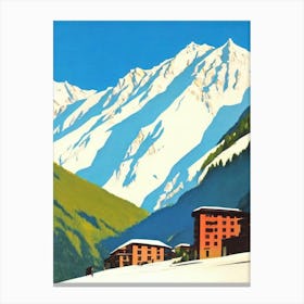 Courmayeur, Italy Midcentury Vintage Skiing Poster Canvas Print