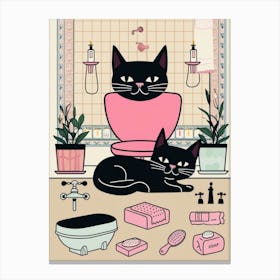 Cat In Bathroom 5 Canvas Print