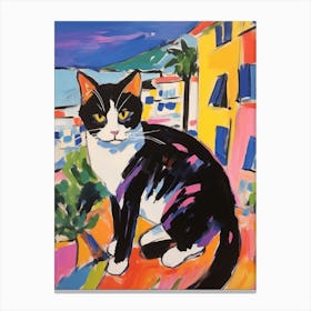 Painting Of A Cat In Cannes France 2 Canvas Print
