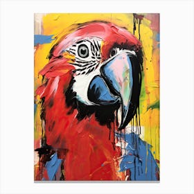 Red Parrot, Basquiat Style Canvas Print