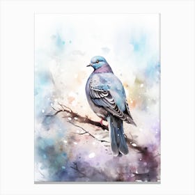 Snowy Watercolour Pidgeon 1 Canvas Print