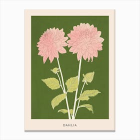Pink & Green Dahlia 2 Flower Poster Canvas Print