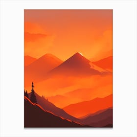 Misty Mountains Vertical Composition In Orange Tone 381 Canvas Print