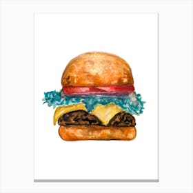 Cheese Burger Watercolour Illustration Kitchen 1 Leinwandbild