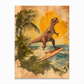 Vintage Amargasaurus Dinosaur On A Surf Board  1 Canvas Print