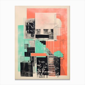 A House In London, Abstract Risograph Style 1 Canvas Print