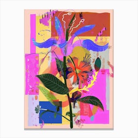 Canterbury Bells 4 Neon Flower Collage Canvas Print