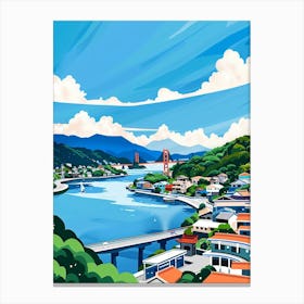 Nagasaki Japan 3 Colourful Illustration Canvas Print