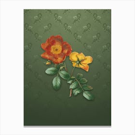 Vintage Sweetbriar Rose Botanical on Lunar Green Pattern n.1470 Canvas Print