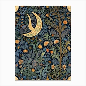 William Morris Moon And Flowers 14 Canvas Print