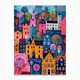 Kitsch Colourful Edinburgh Cityscape 4 Canvas Print