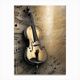 Violin On Music Sheet 1 Canvas Print