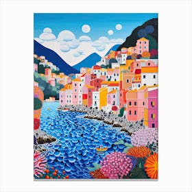 Amalfi, Italy, Illustration In The Style Of Pop Art 3 Canvas Print