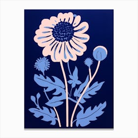 Blue Flower Illustration Chrysanthemum 4 Canvas Print