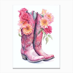  Cowgirl Boots Pink Canvas Print